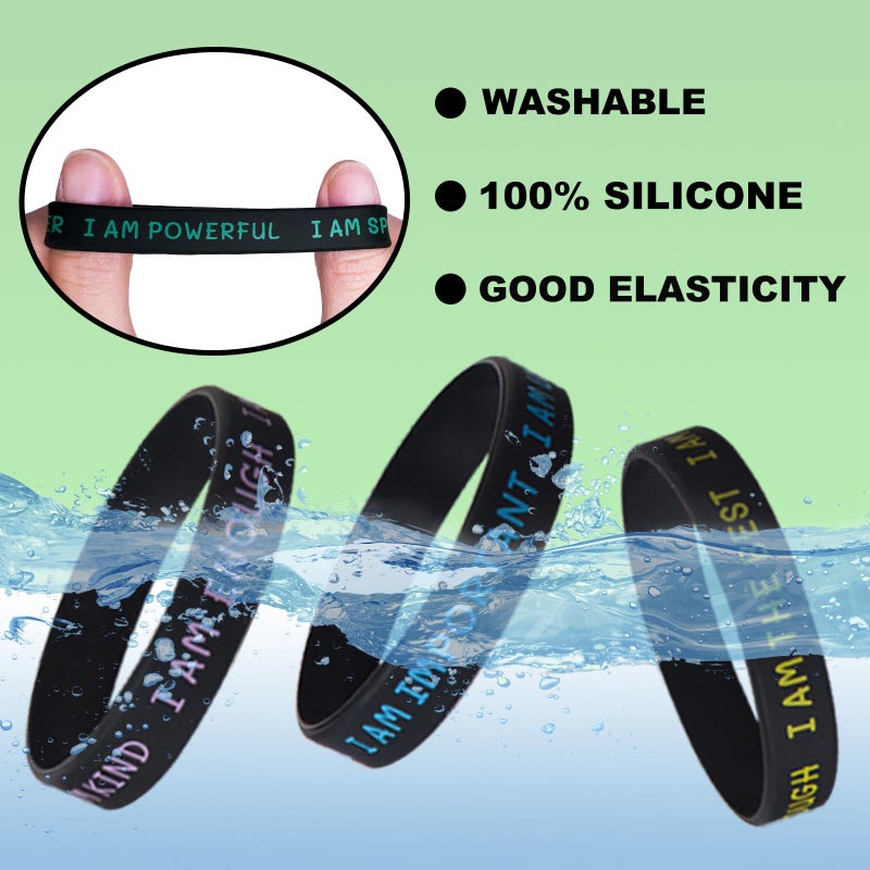 CYCLUSIVE 20 Pieces Students Inspirational Wristbands Rubber Bracelets Fun Motivational Wristbands for Kids Students Back to School Gifts - Image 4